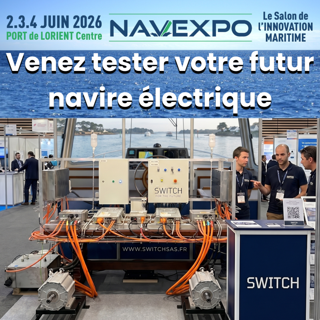 Banc d'essai SWITCH SAS au salon Navexpo - test propulsion électrique maritime